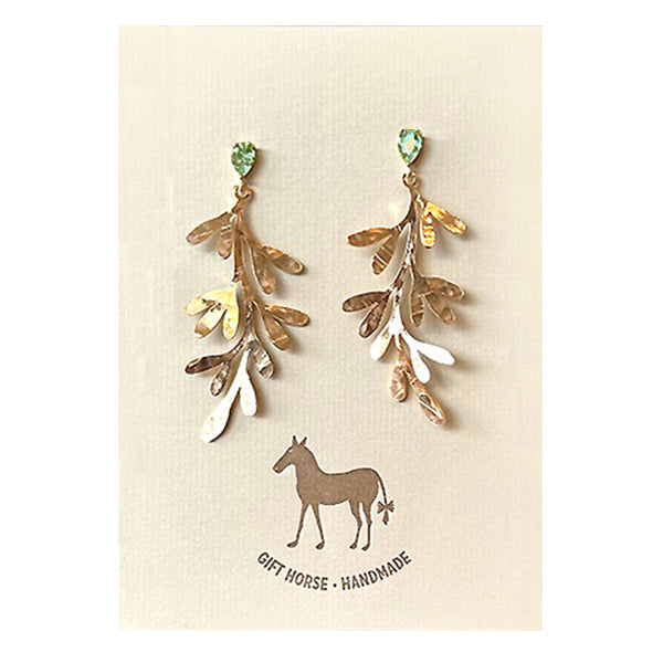 Large modern hand hammered branch with crystal stud