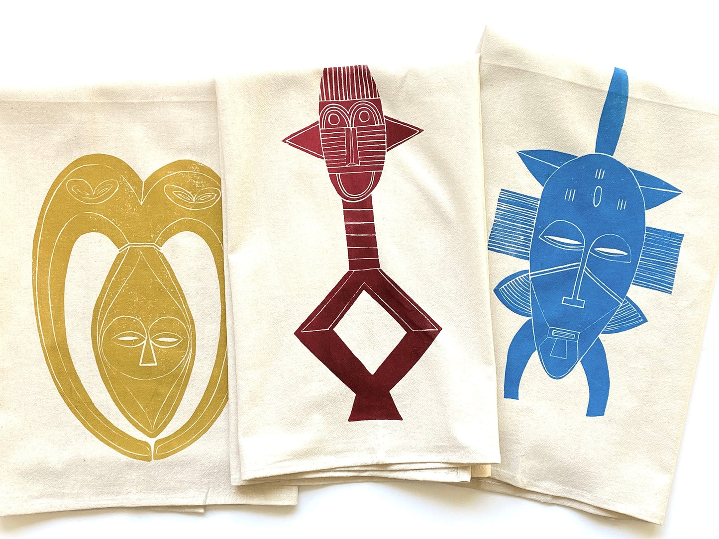 African Senufo mask design on dish towel