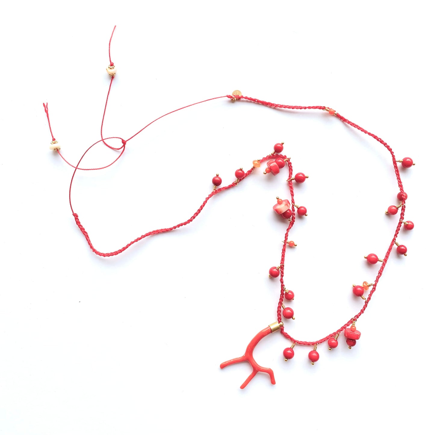 Italian coral branch crochet necklaces