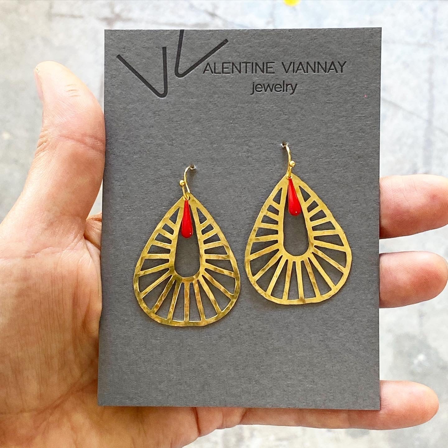 Egyptian drop with vintage enamel bead