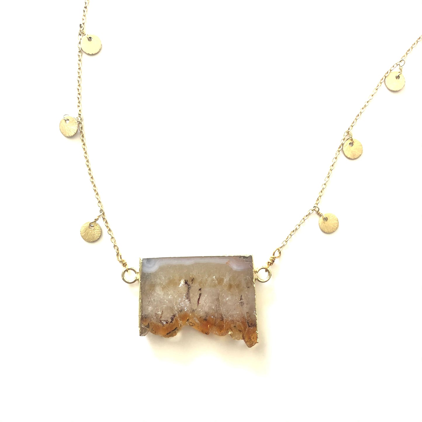 Citrine necklaces with gold chain