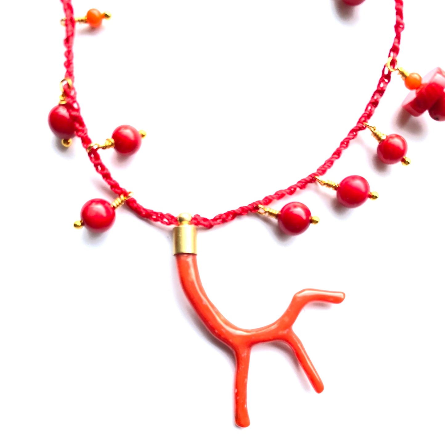 Italian coral branch crochet necklaces