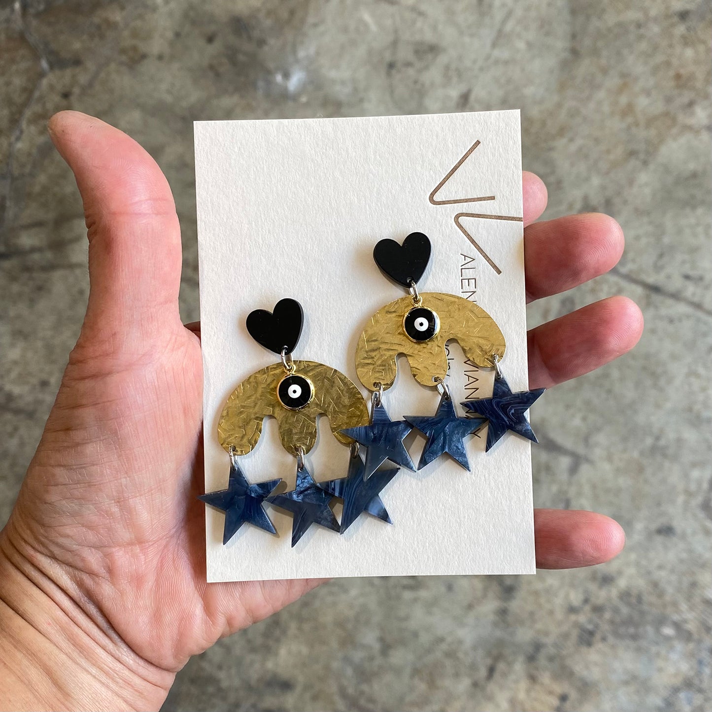 Stars, hearts and protective evil eye earrings