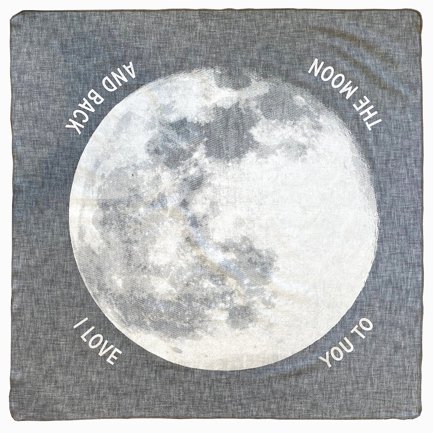 Moon Furoshiki printed on denim chambray