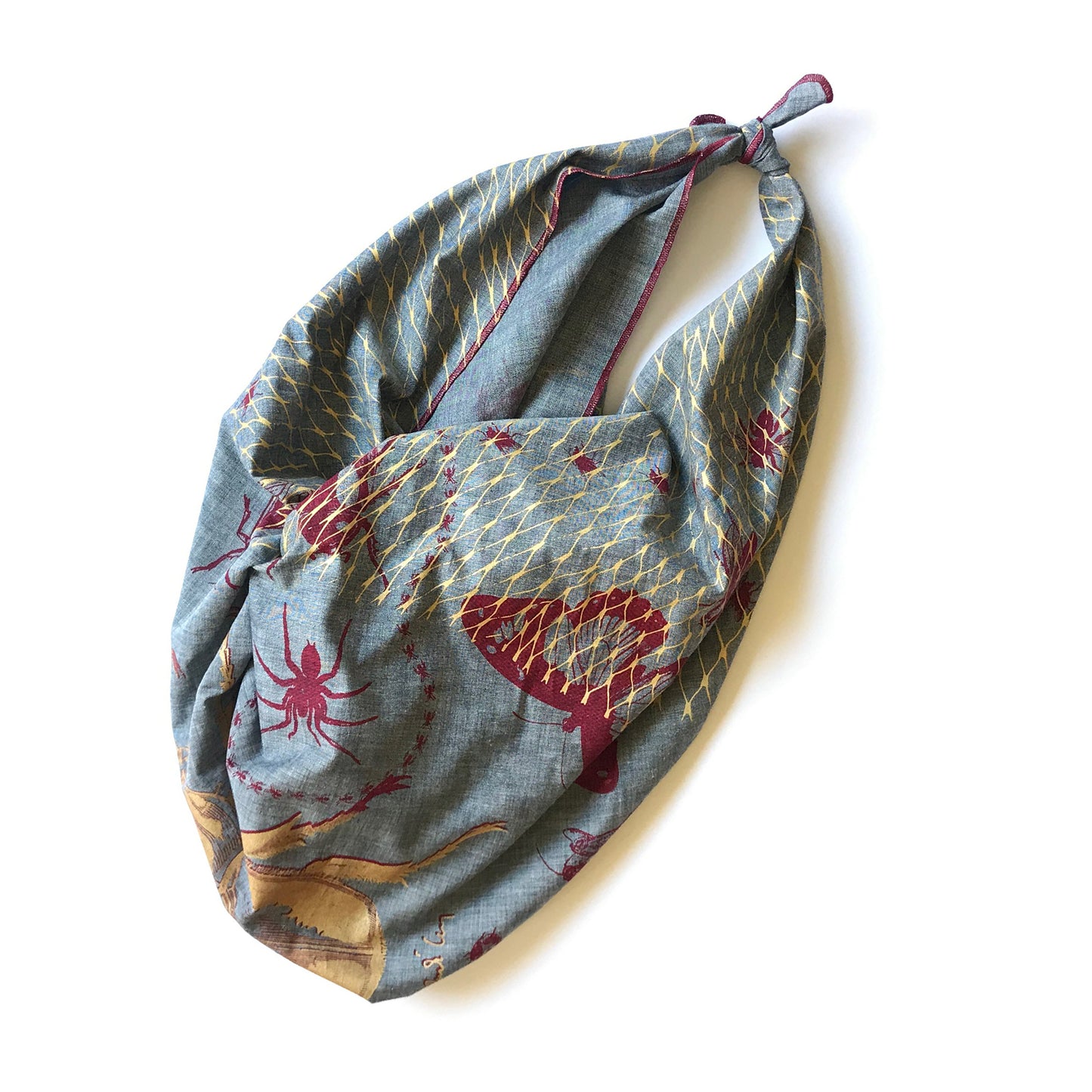 Bugs Furoshiki printed on denim chambray