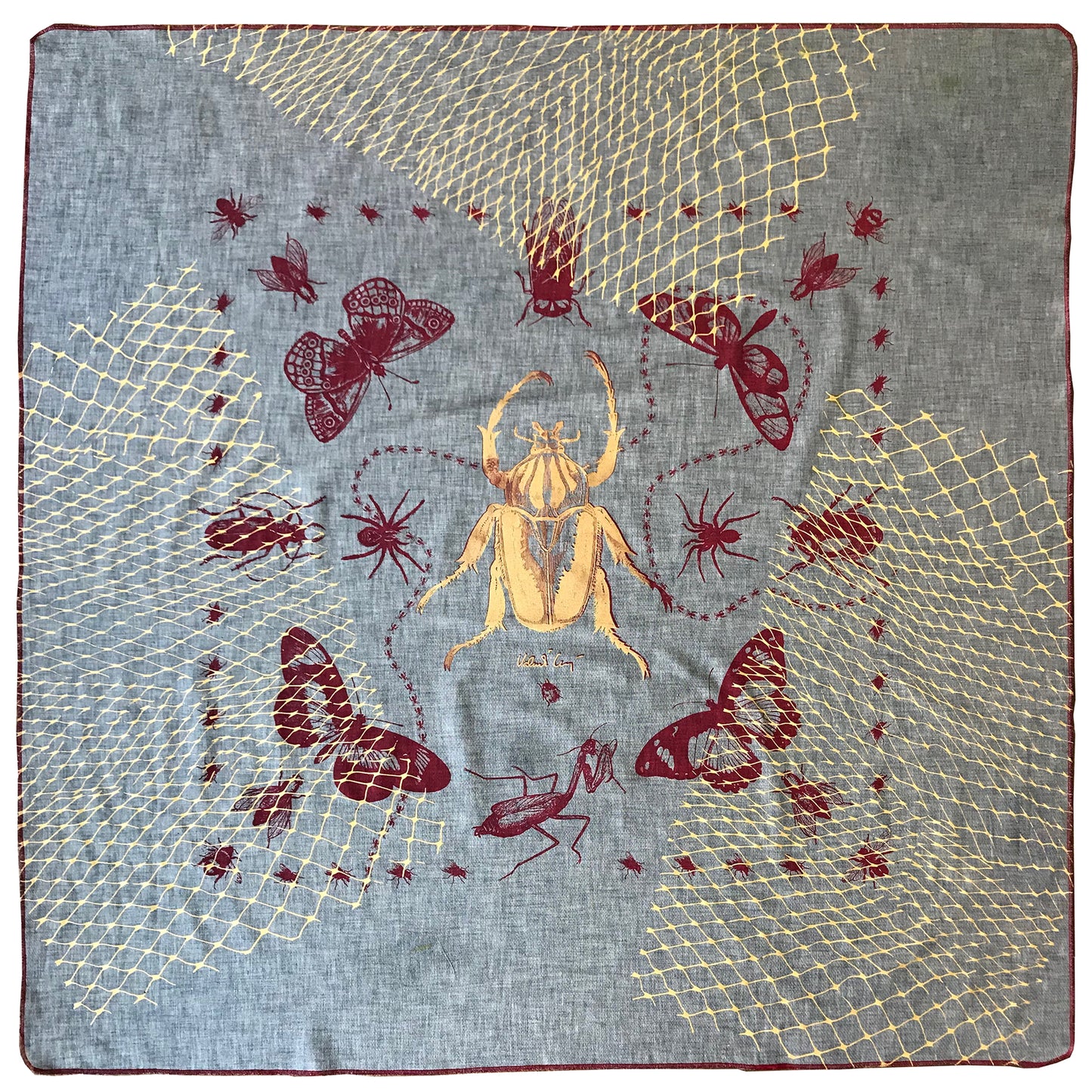 Bugs Furoshiki printed on denim chambray