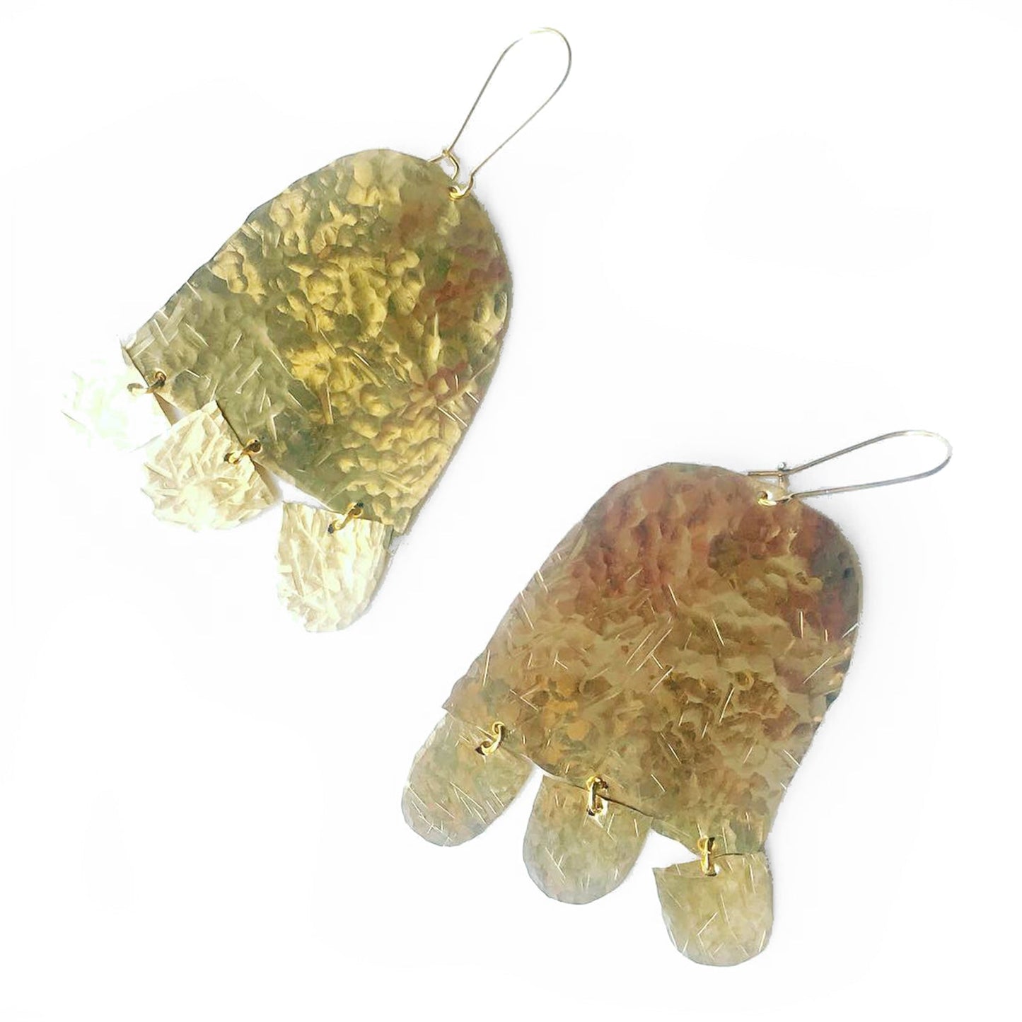 Modern hand hammered 3 fingers earrings