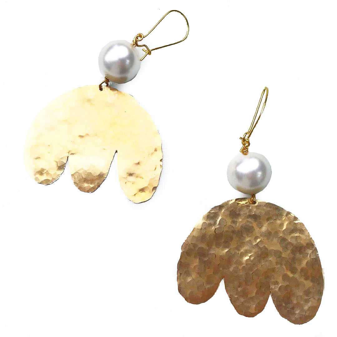 Modern hand hammered baroque inspired earrings