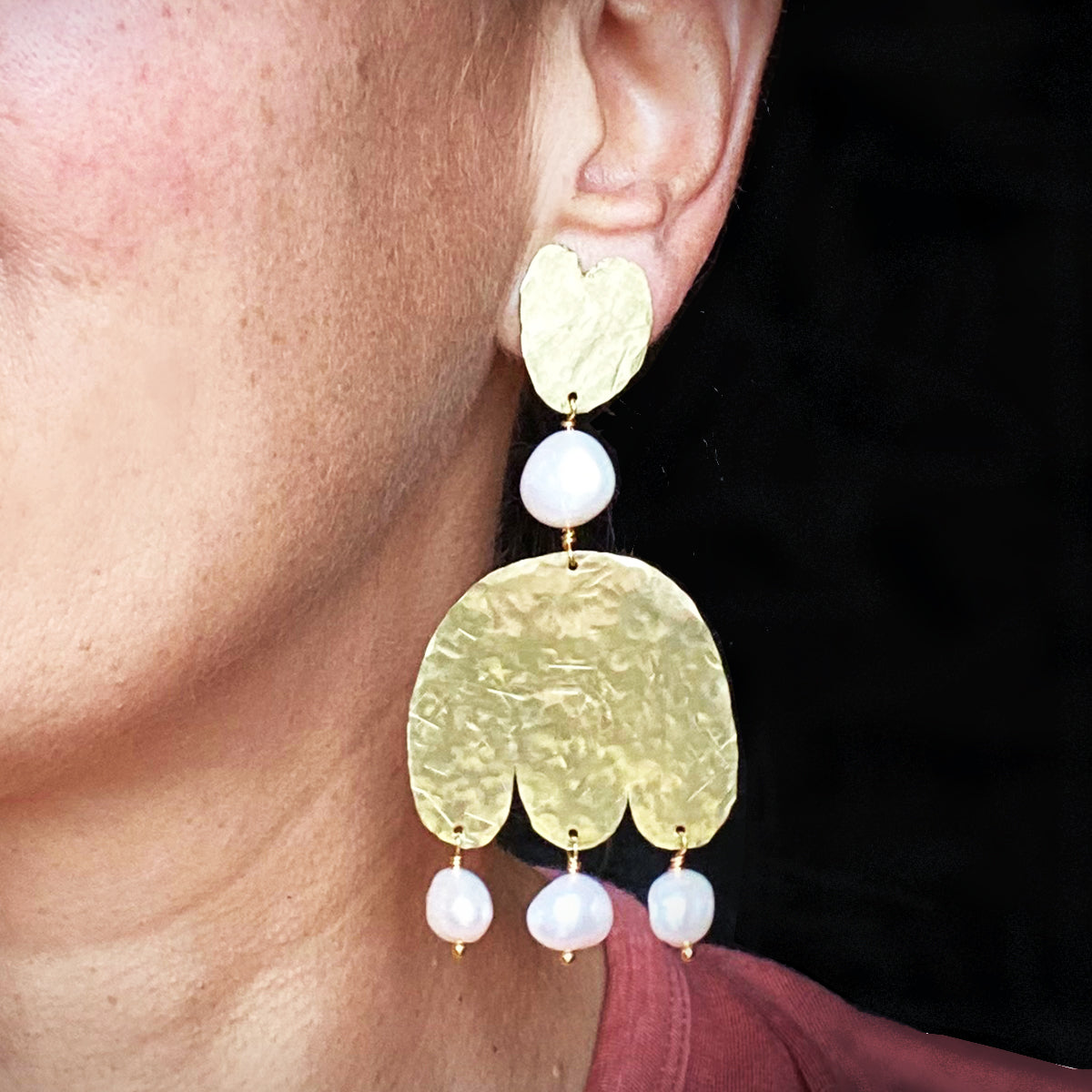 Modern hand hammered baroque inspired earrings