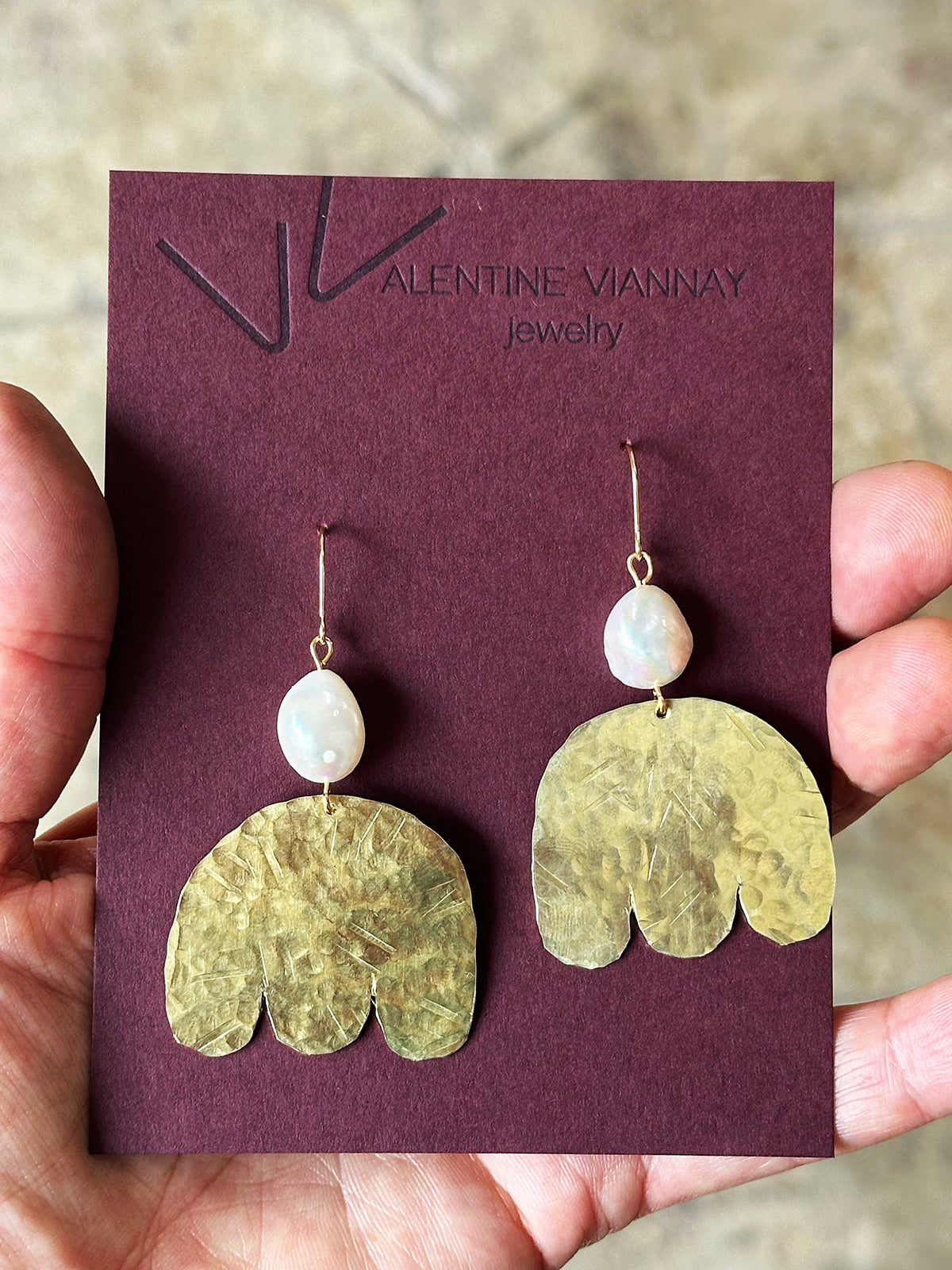 Modern hand hammered baroque inspired earrings