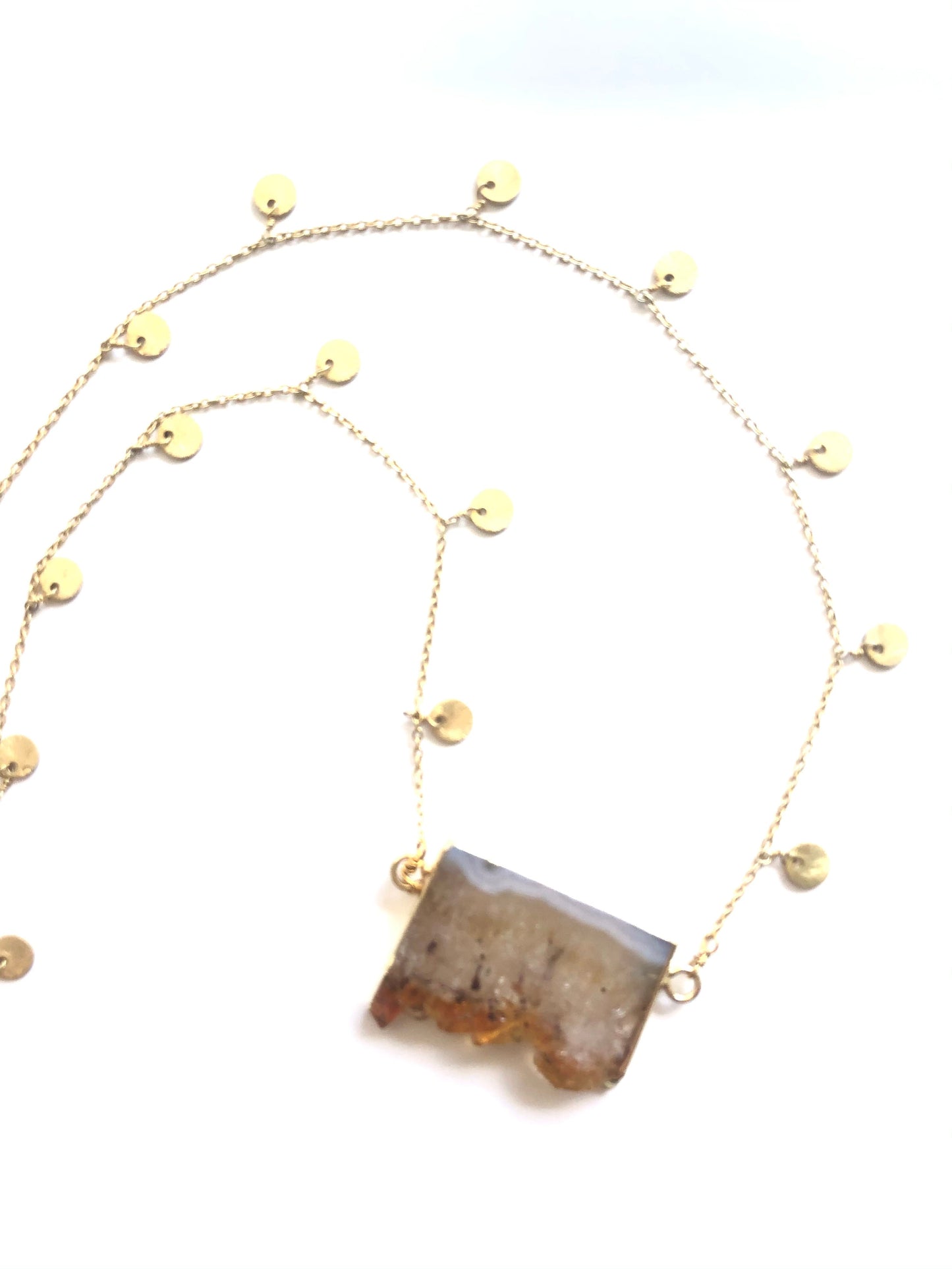 Citrine necklaces with gold chain