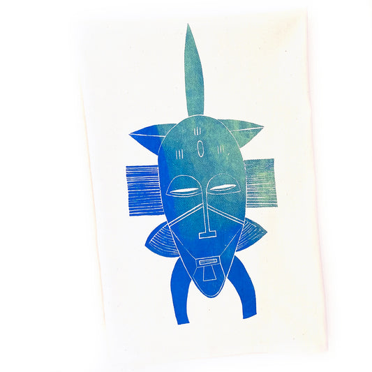 African Senufo mask design on dish towel