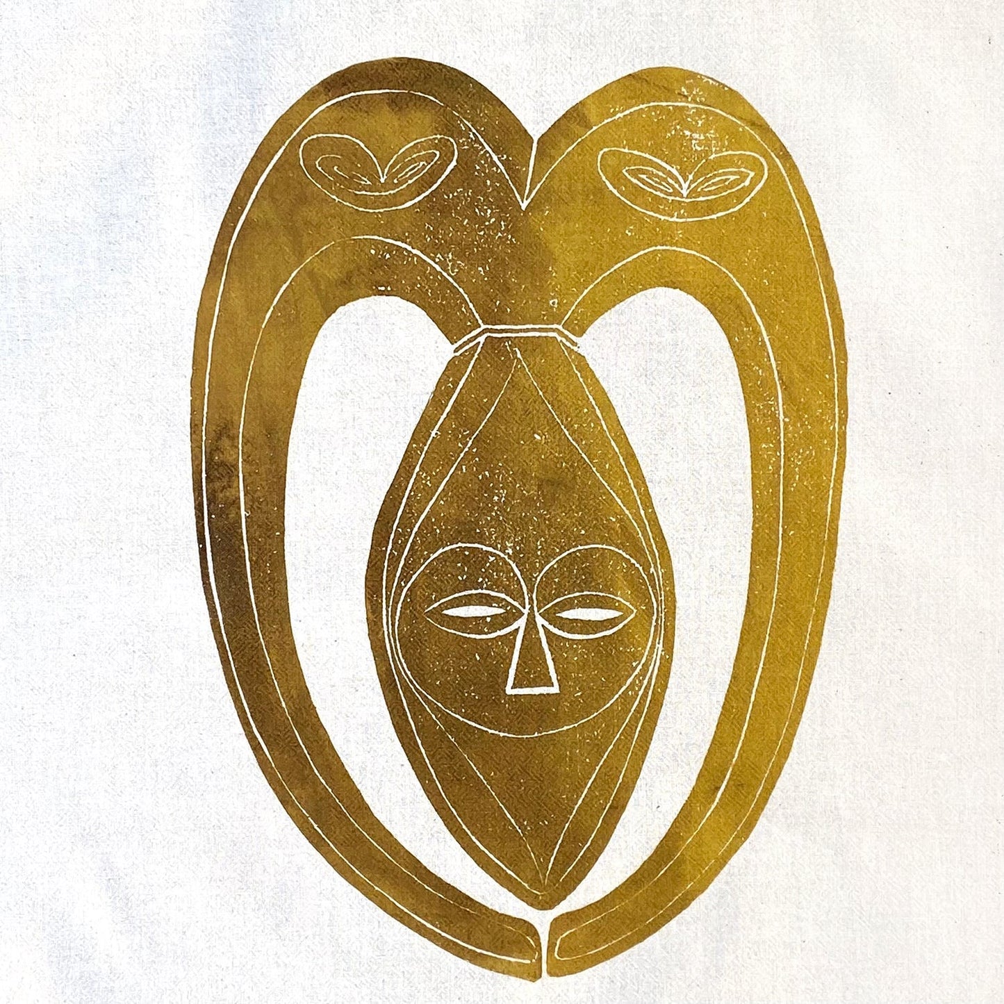 NEW! African heart shape Kwele Dance mask dish towel