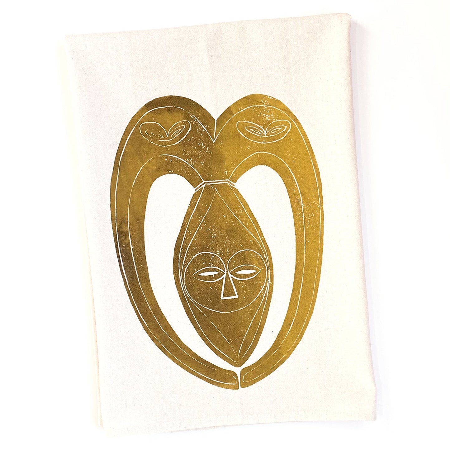 NEW! African heart shape Kwele Dance mask dish towel