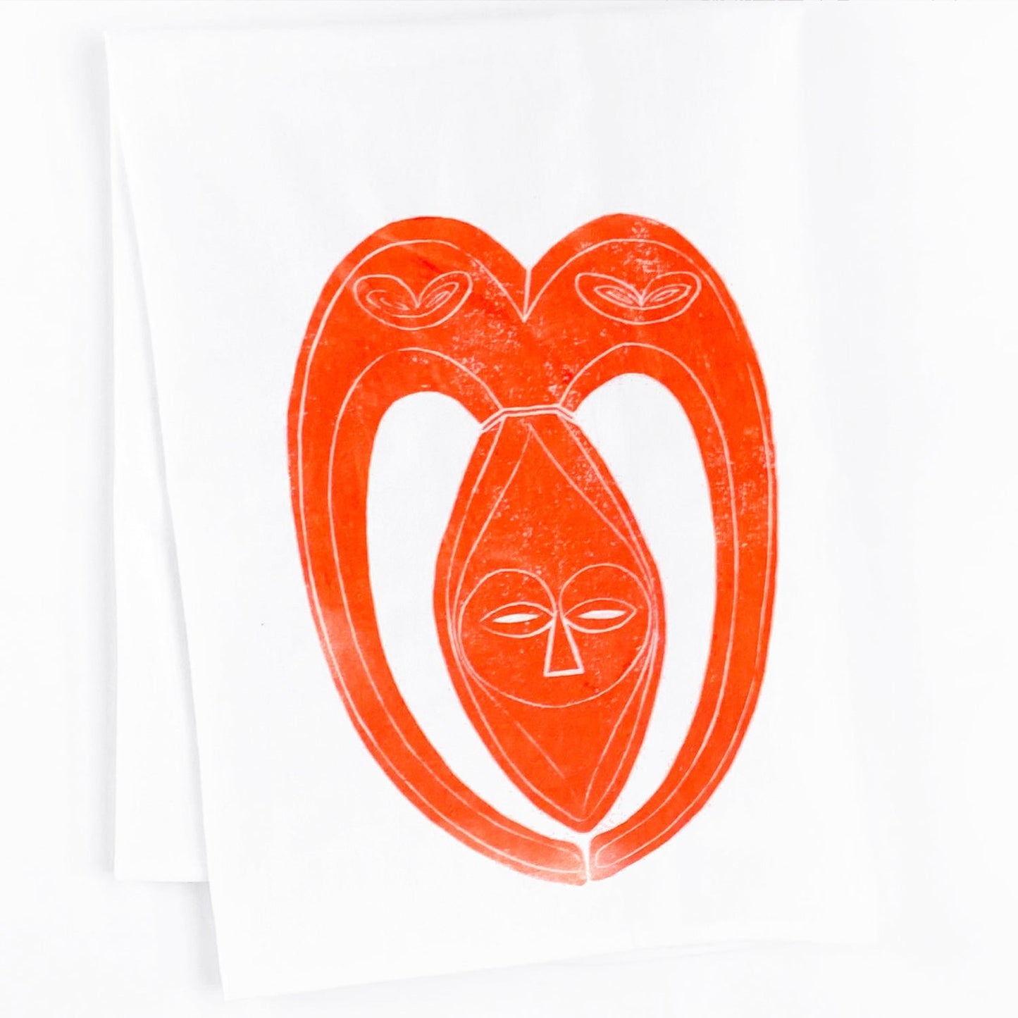 NEW! African heart shape Kwele Dance mask dish towel