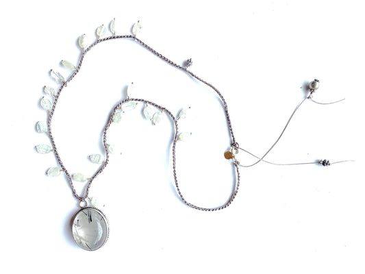 Rutile pendant with quartz crochet necklaces