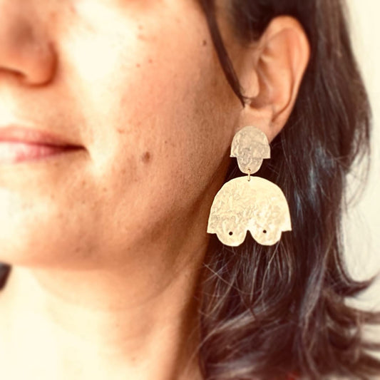 Modern hand hammered 'la femme' earrings