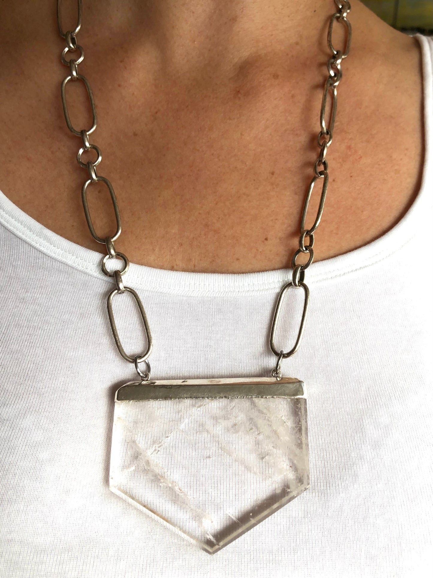 One of a kind crystal necklace with solid silver chain  necklaces