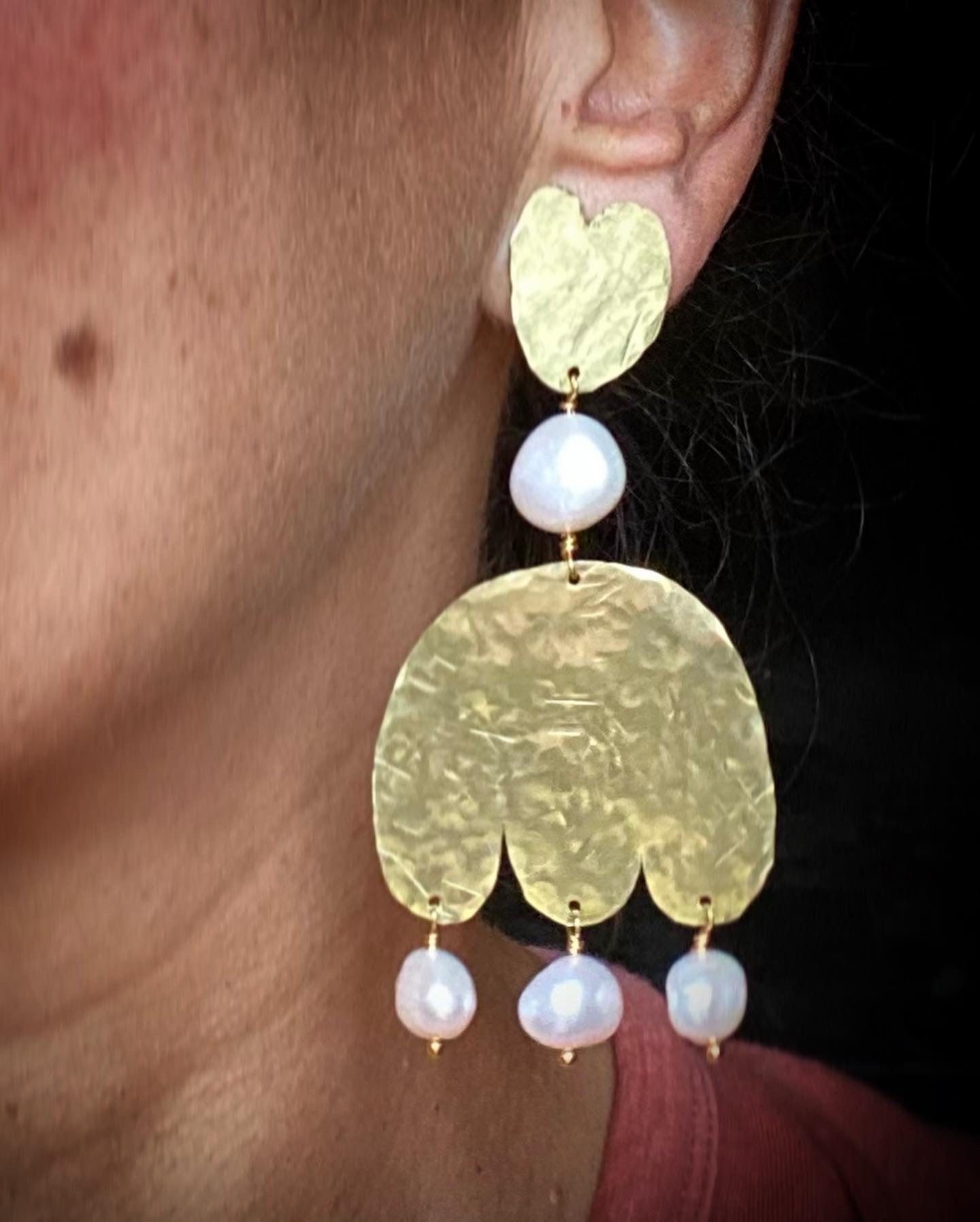 Modern hand hammered baroque inspired earrings