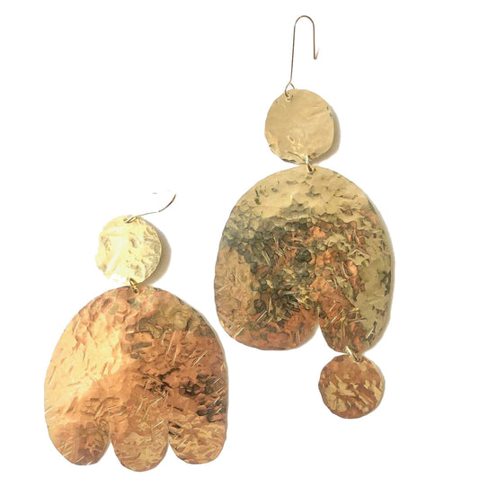 Modern hand hammered 'Moi et Toi' (me and You) earrings