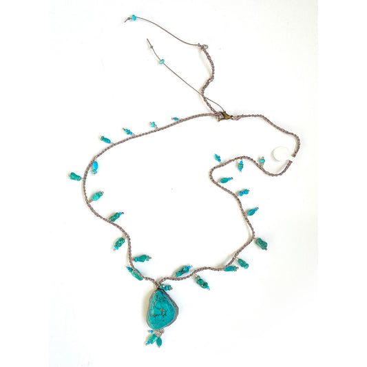 Real Turquoise adjustable crocheted necklaces