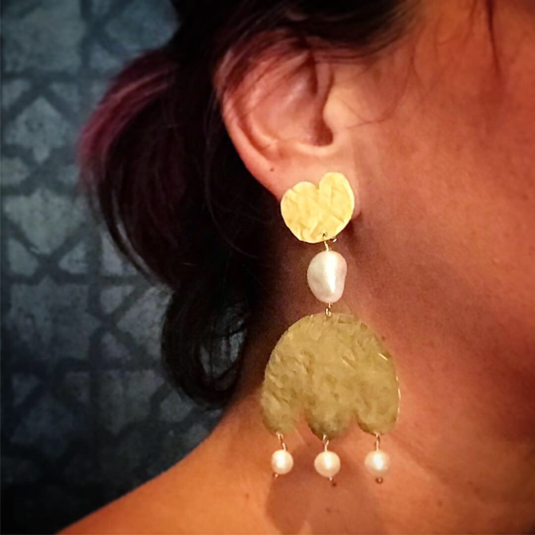 Modern hand hammered baroque inspired earrings
