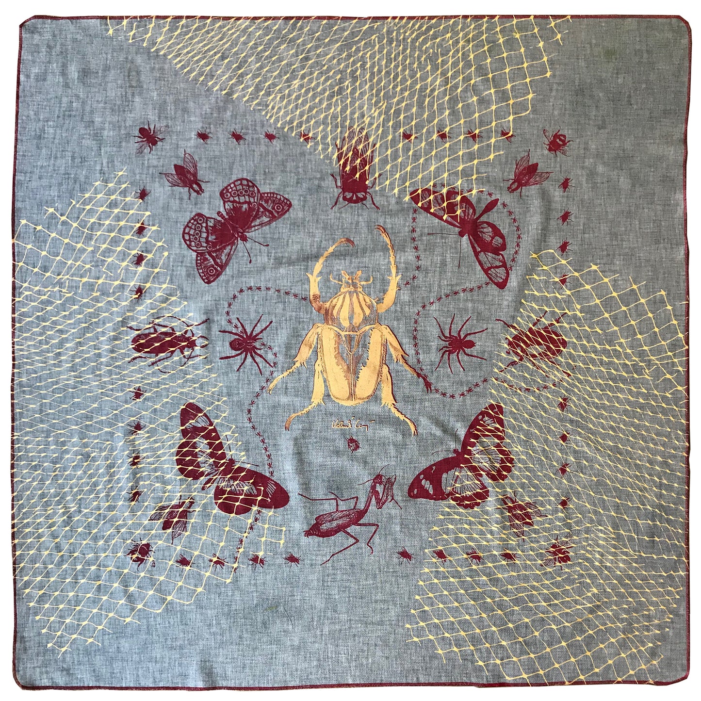 Bugs Furoshiki  printed on denim chambray