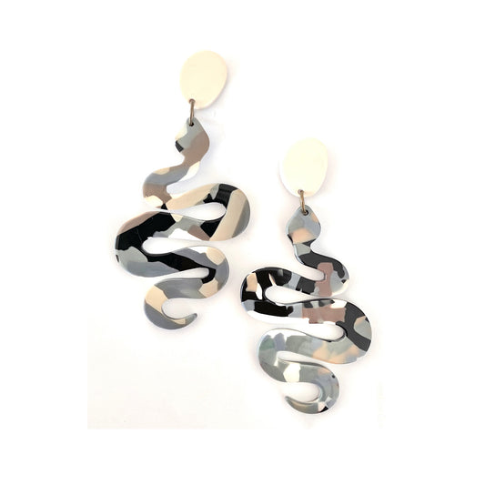 Snake earrings with steel studs
